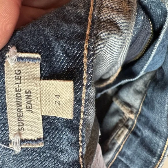 Madewell Wide Leg Utility Jeans Dark Wash High Rise Sustainable Denim 24 - Picture 7 of 8